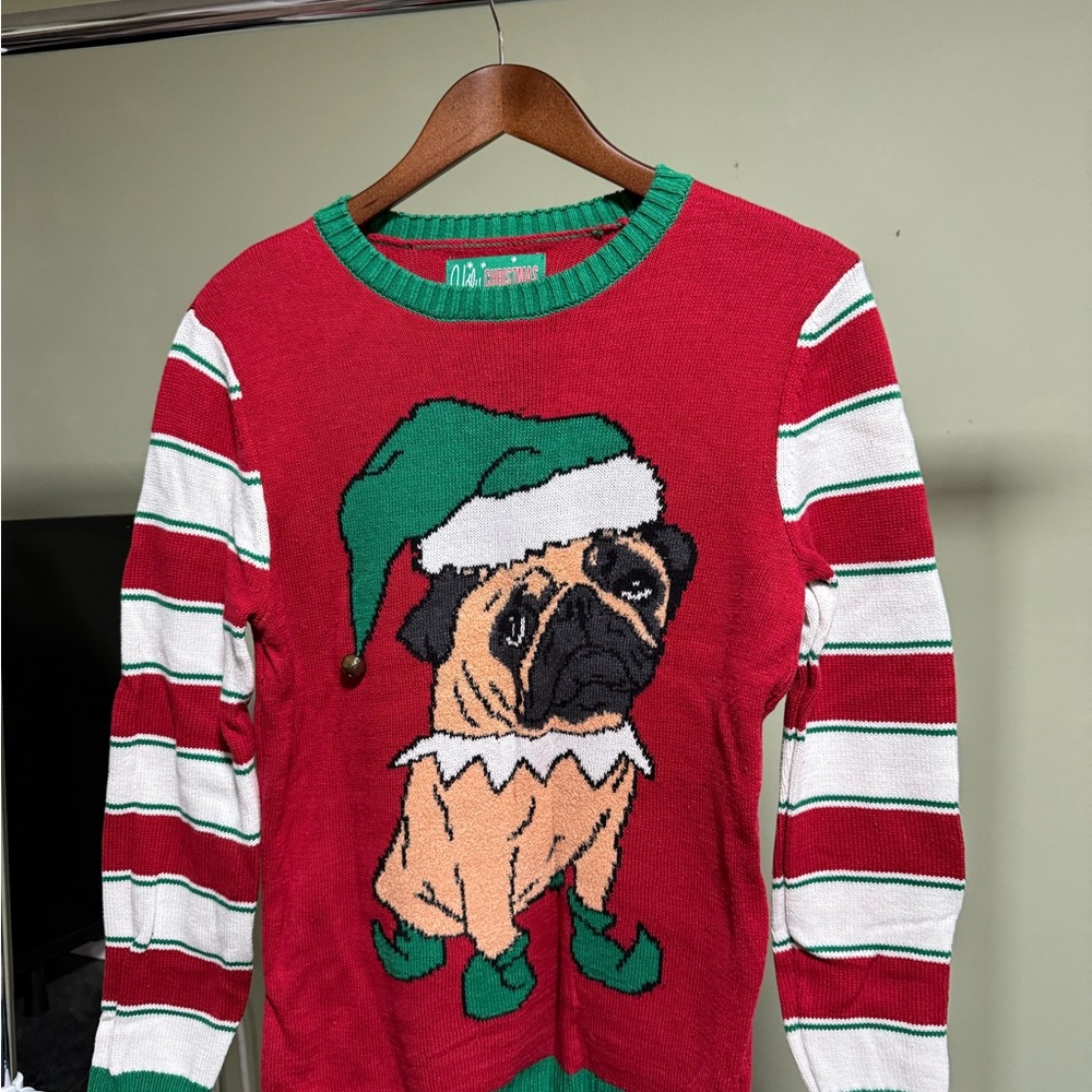 Festive Red Pug Sweater